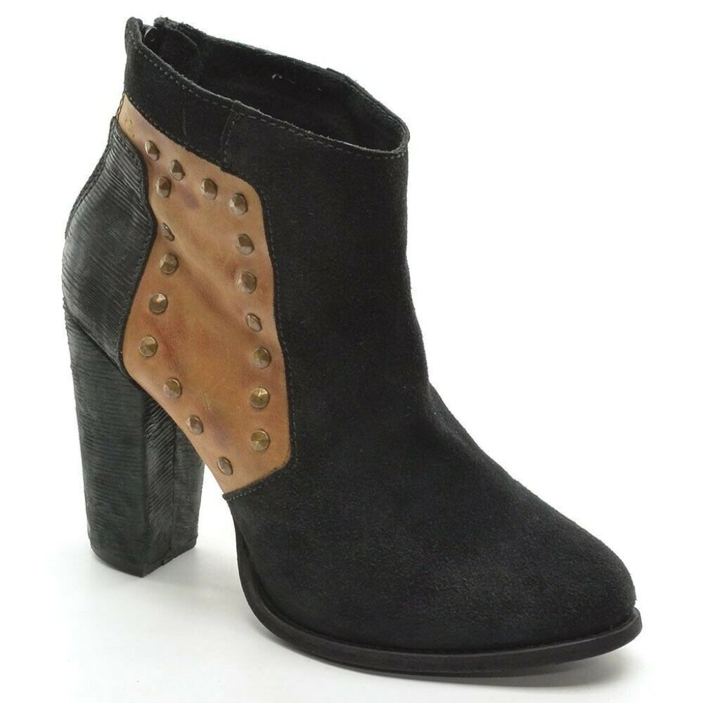 Free People Black Studded High Heel Ankle Boots 40